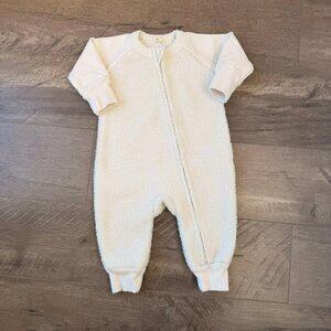 6-12m Goumi Kids Alabaster Sherpa Teddy One Piece White Jumpsuit Bunting